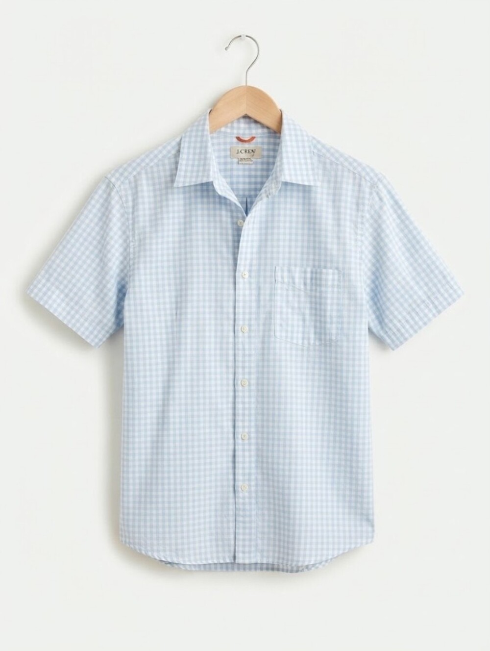 J. Crew Light Blue Gingham Short-Sleeve Button-Down Shirt Size L